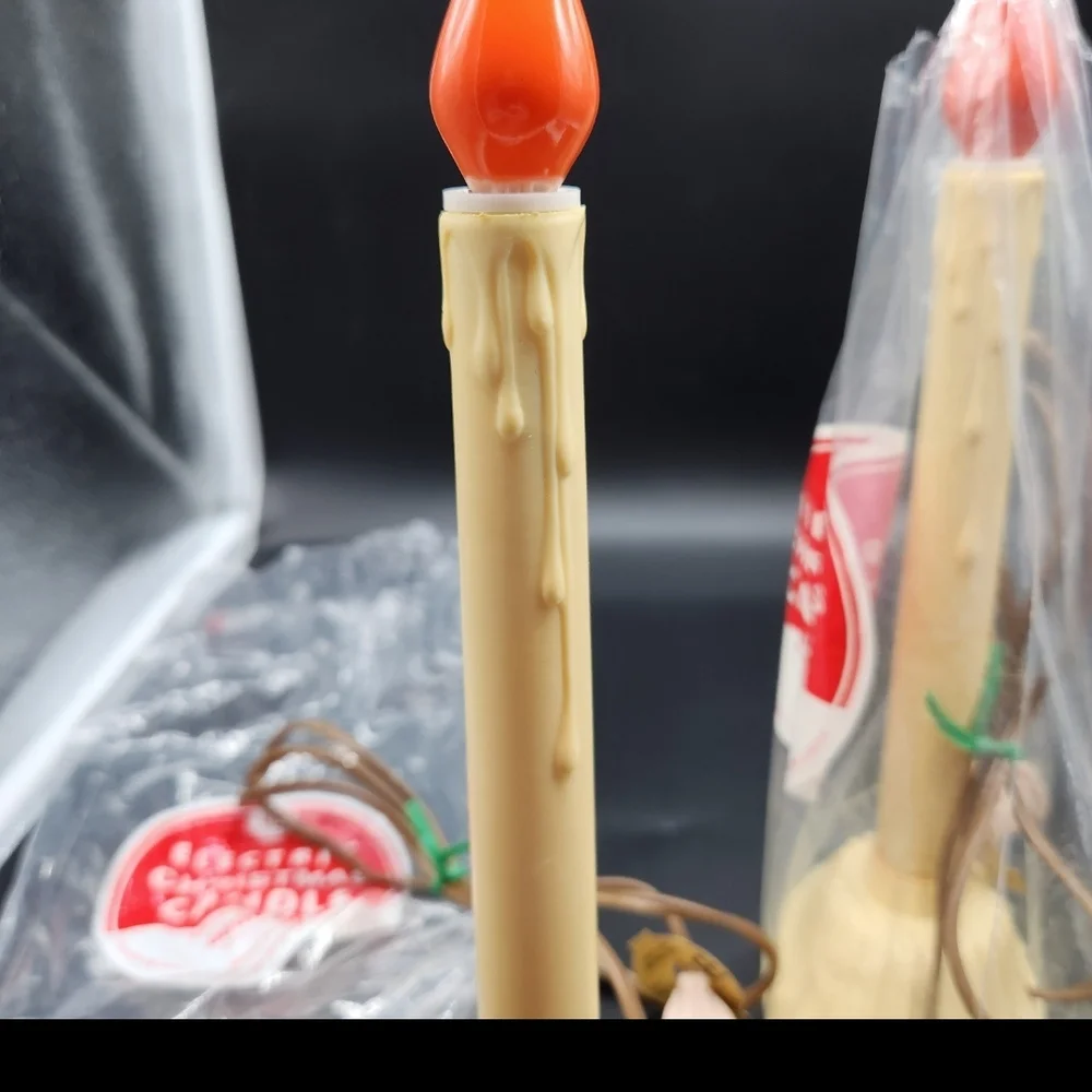 Two Vintage Working/Tested Beacon Electrical Christmas Candles Beige Bases Clean